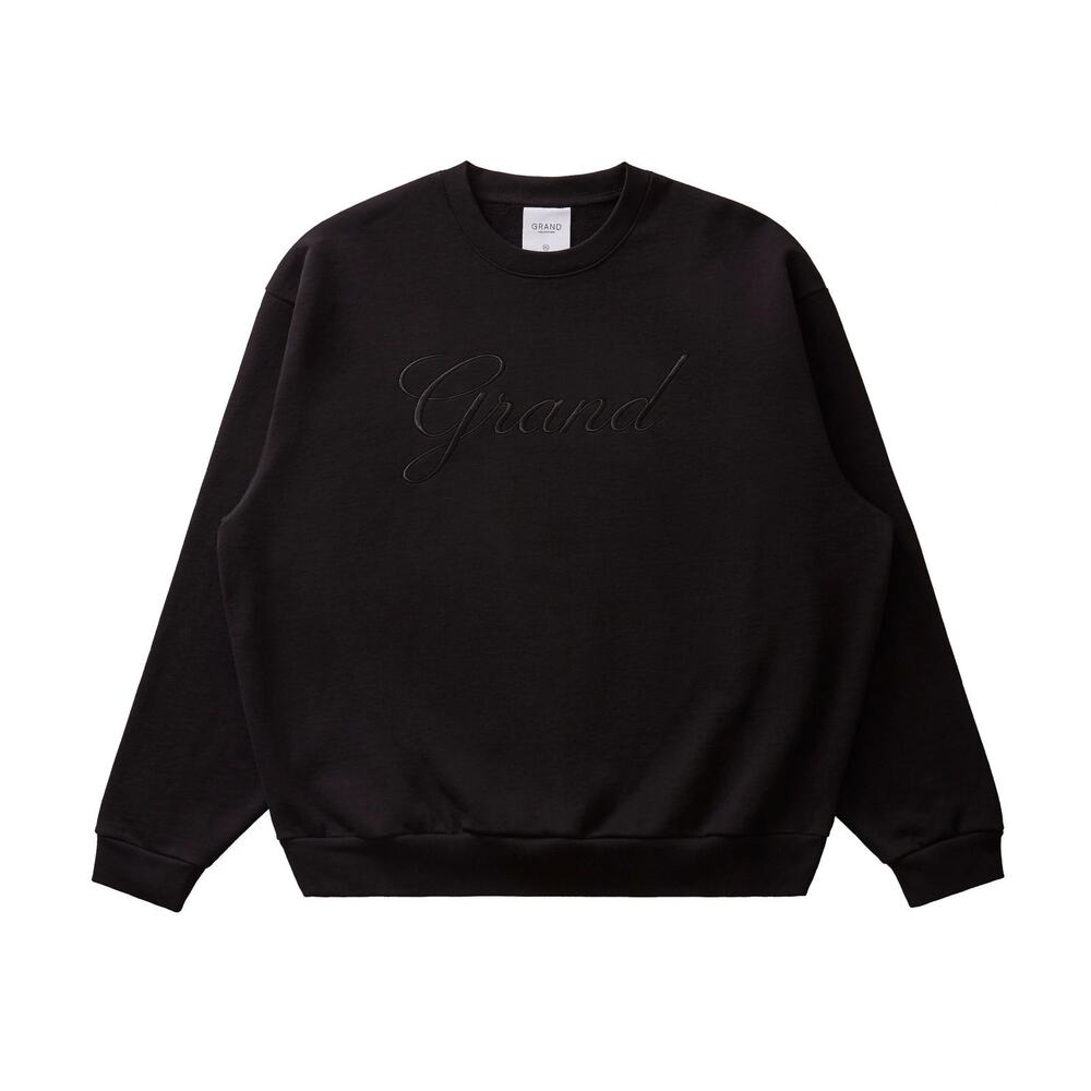 Grand Collection Men's Large Black Embroidered Logo Crew Neck Sweatshirt T7-1